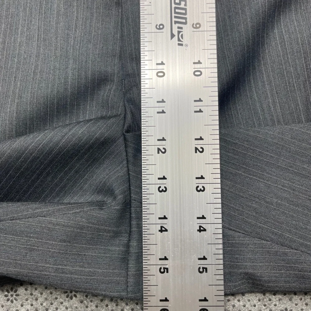Jos A Bank Mens Suit 44L 2Pcs W38xL33 100% Wool Grey Pinstripe Business Formals